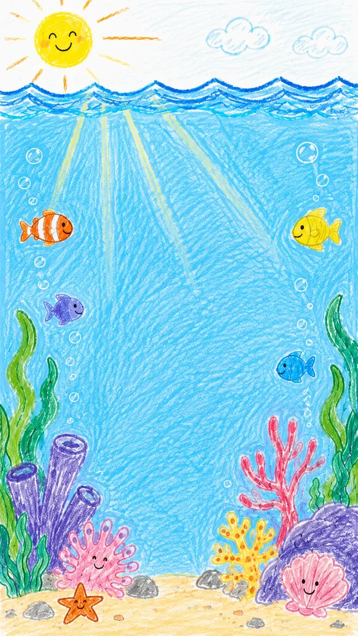 学员作品《海洋会记住》的儿童海洋画