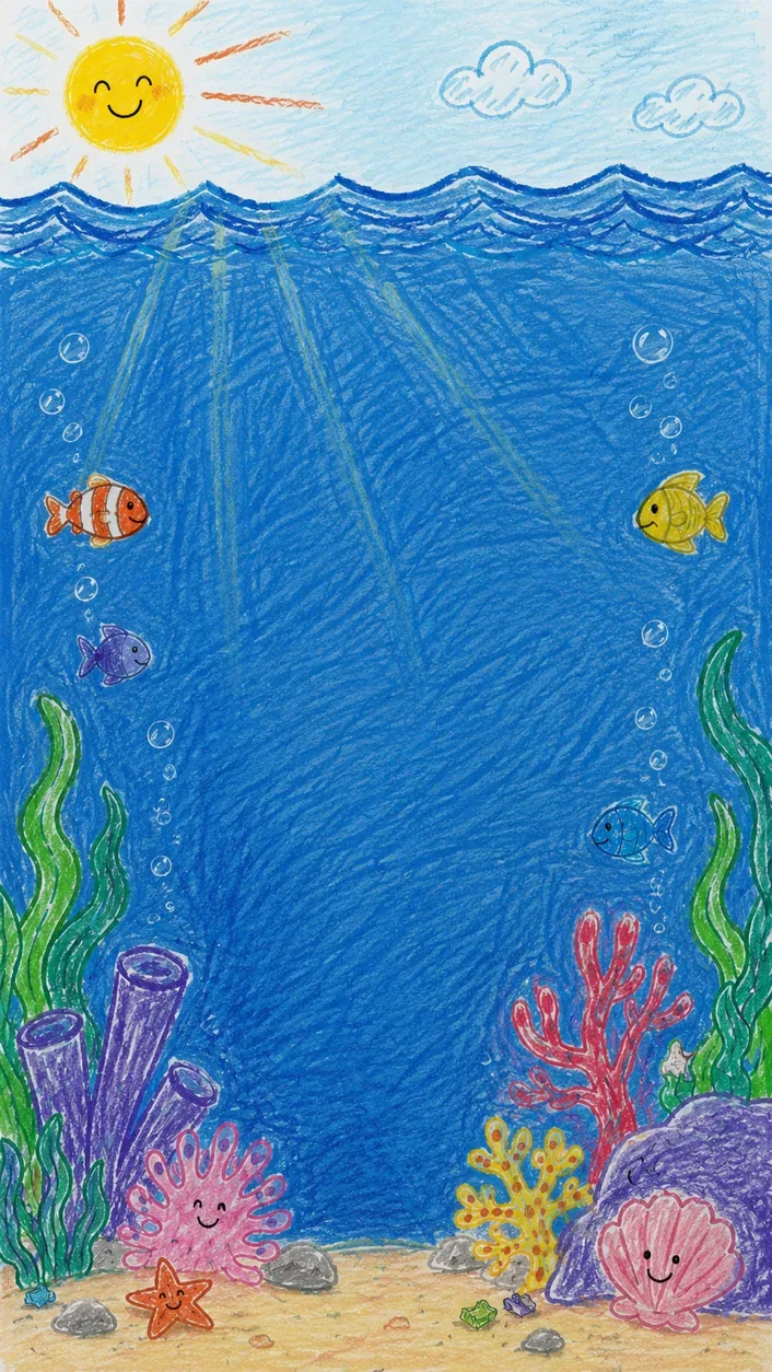 逐渐变深并出现少量垃圾的海洋背景